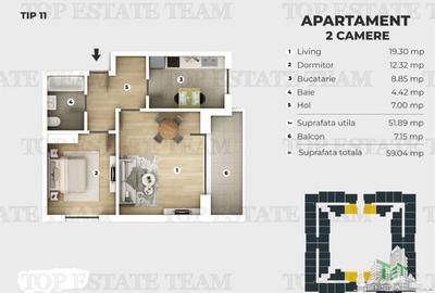 Apartament cu 2 camere decomandat, mobilat în Central - 1
