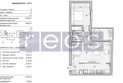VANZARE APARTAMENT 2 CAMERE | STRAULESTI | 64MP | TERASA | COMPLEX NOU - 20