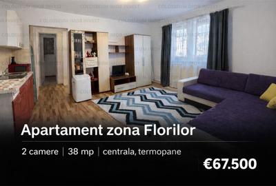 Apartament cu 2 camere semidecomandat în Florilor