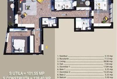 Metrou | 3 camere | Parcul Teilor | STB 6 minute | Martie 2026 - 2