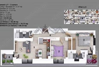 Apartament cu 3 camere semidecomandat în Central - 6