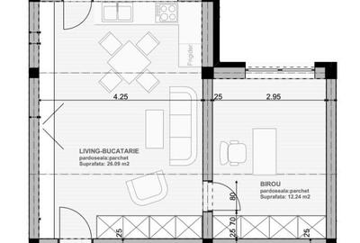 Apartament tip STUDIO, 46 mp utili, etaj 3/4, direct DEZVOLTATOR. - 2