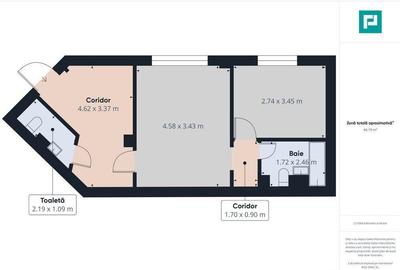 Apartament cu 2 camere parter, complex TM - 7
