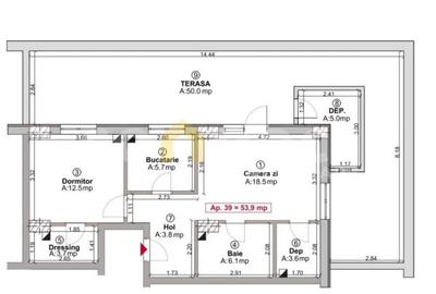 Apartament 2 camere de vanzare | SU 54 mp + 50 mp terasa | Boxa | Floresti Apartament 2 camere de vanzare | SU 54 mp + 50 mp terasa | Boxa | Floresti - 3