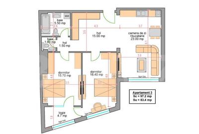 Apartament 3 camere, 84 mp utili, zona Central - 1