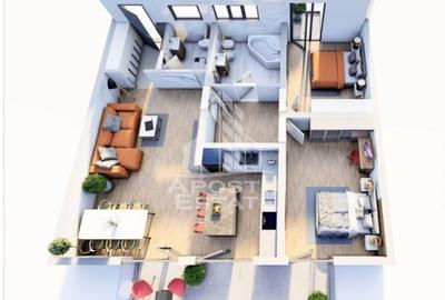 Apartament cu 3 camere, terasa 14 mp, bloc nou, zona Girocului - 3