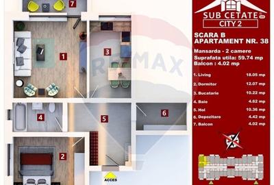 Apartament cu 2 camere decomandat în Sânpetru - 2