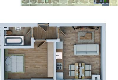 Apartament cu 2 camere decomandat în Chiajna