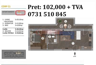 Apartament cu 2 camere în Central