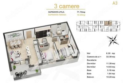 Apartament cu 3 camere decomandat în Central - 10