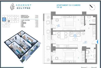 Apartament cu 3 camere semidecomandat în Nicolina - 8