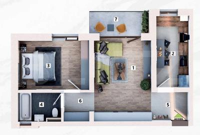 Apartament de 2 camere, Loc de parcare Inclus