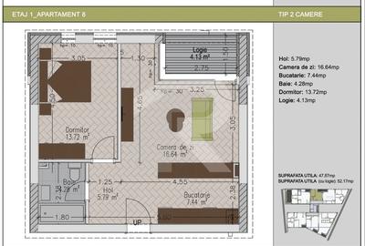 Apartament cu 2 camere decomandat în Nerva Traian - 4