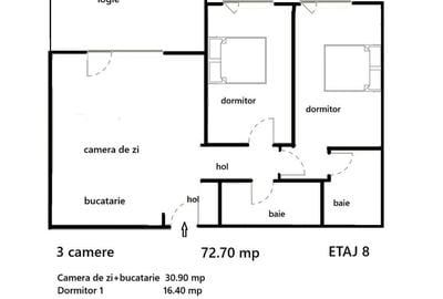 Apartament cu 3 camere semidecomandat în Dâmbul Rotund - 1
