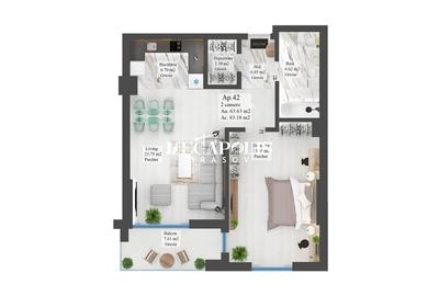 Apartament cu 2 camere | Noua | 64 mp Utili - 6