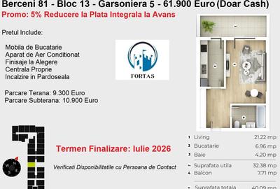 Pret TVA inclus! Garsoniera - 5 minute METROU - bucatarie mobilata! - 5