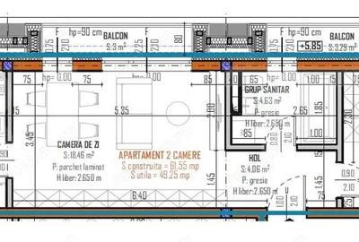 Apartament 2 camere, 49mp, bloc nou, zona Regal, Baciu - 1
