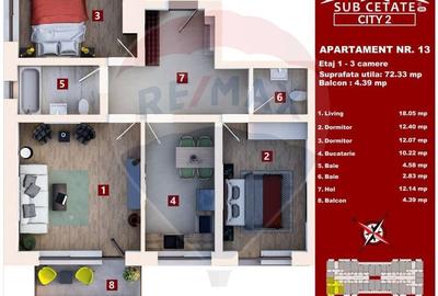 Apartament cu 3 camere decomandat în Sânpetru - 8