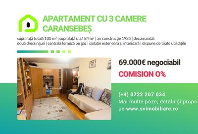Apartament cu 3 camere decomandat, mobilat în Caransebeș