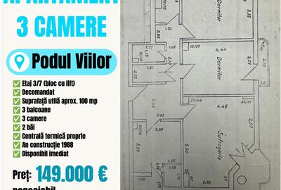 Apartament cu 3 camere decomandat în Central - 1