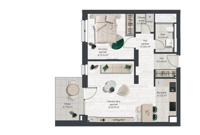 Apartament cu 2 camere decomandat în Exterior Vest