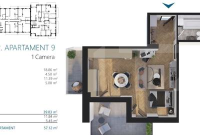 Apartament o camera, 40 mp, etajul 2, Zona Elite