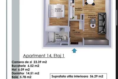 Va oferim spre vanzare un apartament de 2 camere situat in cartierul Plopilor