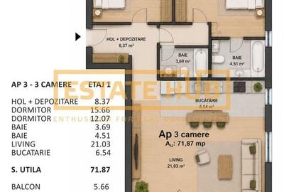 Apartament cu 3 camere în Central - 2