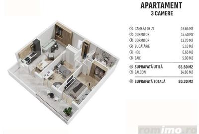 Apartament de 3 camere finisat, cartier reziden?ial nou! - 1