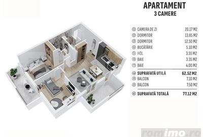 Apartament cu 3 camere decomandat în Central - 1