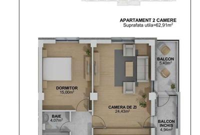 Apartament cu 2 camere decomandat în Aronești - 3