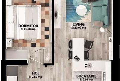 Apartament cu 2 camere semidecomandat în Dobroești - 3