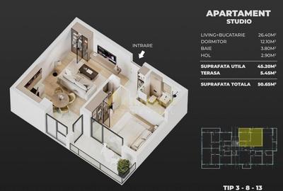 Apartament cu 2 camere decomandat în Metalurgiei