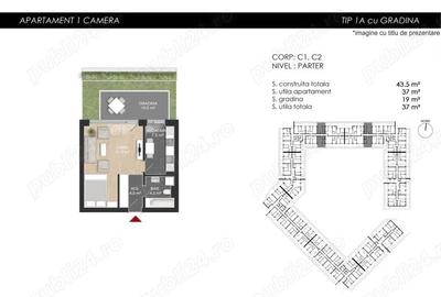Studio nou 37mp S.utila + Gradina de 19 mp, Nou-Finalizat - langa Mall Colosseum & Lacul Straule?ti - 2