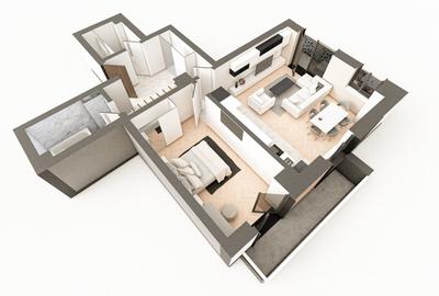 BRAUS CONFORT VIȘANI - Apartament Tip E – 2 Camere Open Space + Dressing
