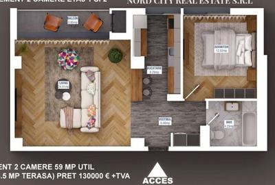 Apartament cu 2 camere decomandat în Sisești - 20