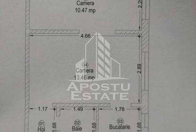 Apartament cu 2 camere nedecomandat în Șagului