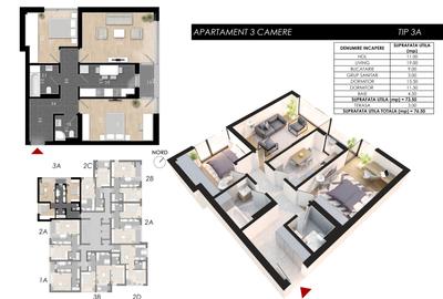 Apartament cu 3 camere decomandat în Rahova