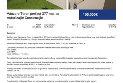 Teren Construcții de 377 mp, în Km 4-5 - 6