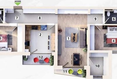 Apartament cu 3 camere decomandat în Mehala