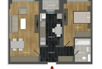 2 Camere, Complex CUBIC 7 Residence, Bloc FINALIZAT - POZE REALE. - 18