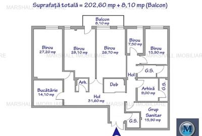 Spatiu  birouri de vanzare, zona Albert, 210.70 mp #16648 - 15