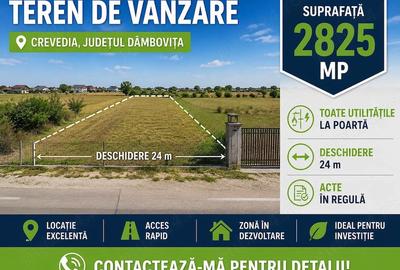 Teren de 2825 mp, în Crevedia