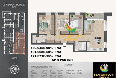 Metrou Nicolae Teclu-4 camere, 2 bai, 100.63 mp, comision 0 - 1