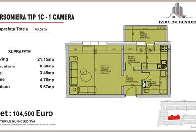 Garsoniera TIP C in complex Izbiceni Residence