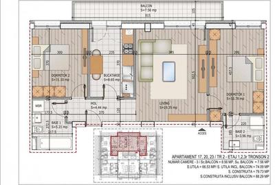 Apartament cu 3 camere decomandat în Titan - 2