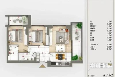 Apartament cu 3 camere decomandat în 1 Decembrie 1918 - 2