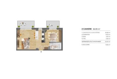 Apartament cu 2 camere semidecomandat în Dâmbul Rotund