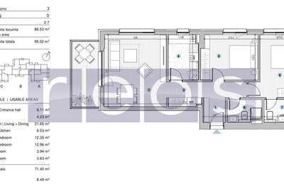 VANZARE APARTAMENT 3 CAMERE | STRAULESTI | 86MP | TERASA | COMPLEX NOU - 17