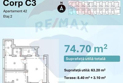 Apartament cu 3 camere în Nord - 4